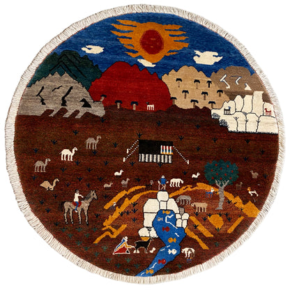 Gabbeh Teppich Braun, 107x107 cm - German Carpet Shop