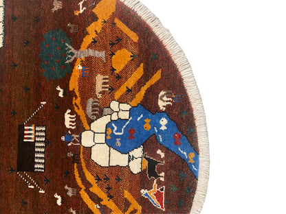 Gabbeh Rug Brown, 107x107 cm