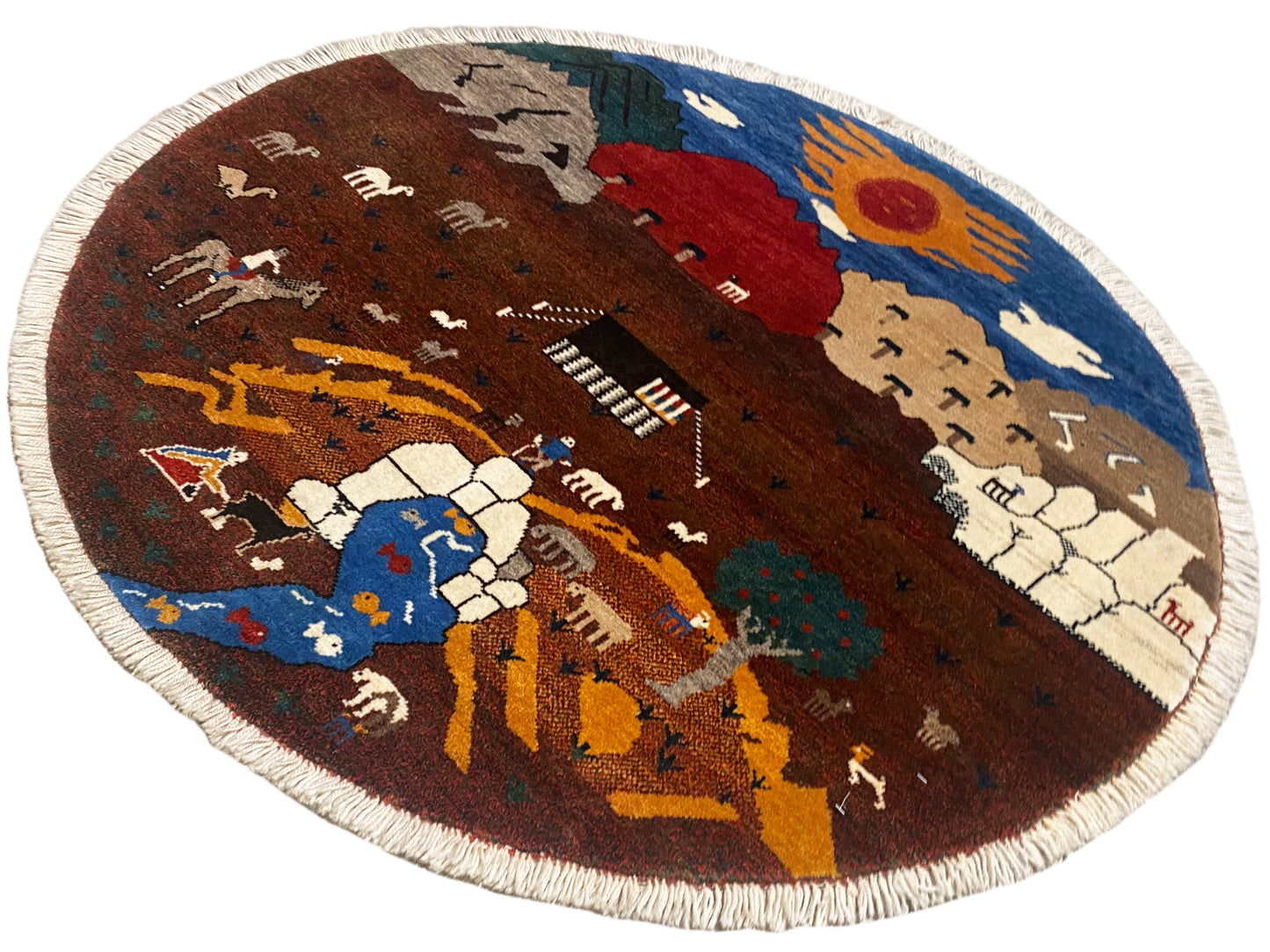 Gabbeh Rug Brown, 107x107 cm