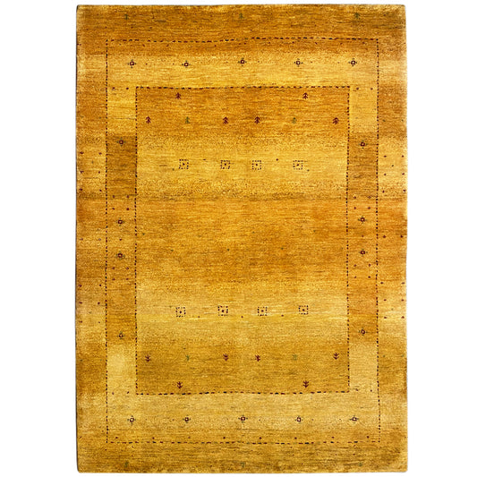 Goldener Gabbeh Teppich handgeknüpft

