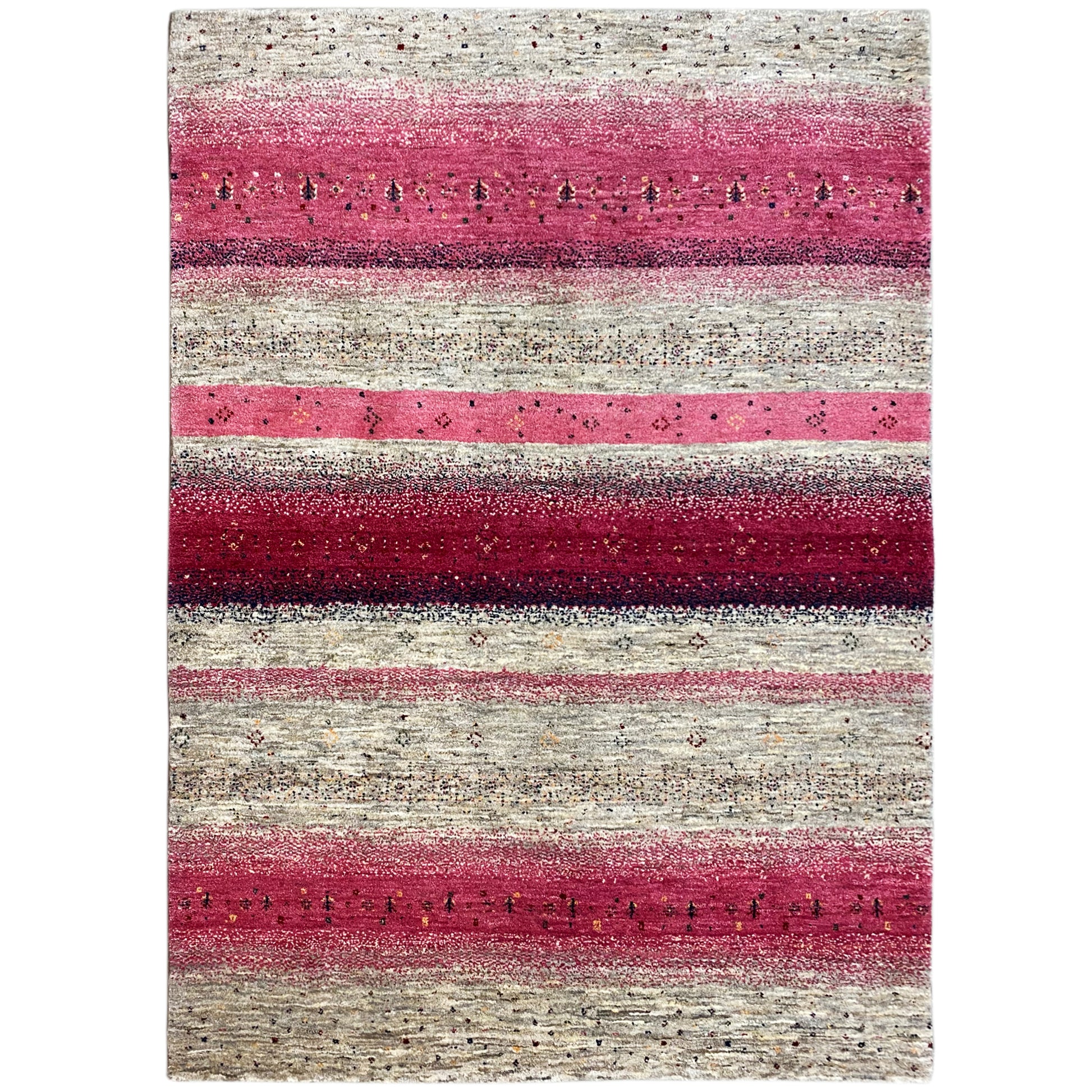 Grau-rosa Gabbeh Teppich handgeknüpft