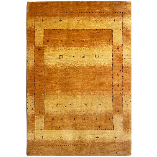 Gabbeh Teppich in Ockerton handgeknüpft