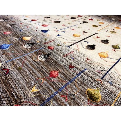 Handgeknüpfter Gabbeh Lori Teppich, 240x171 cm - Naturfarben - German Carpet Shop