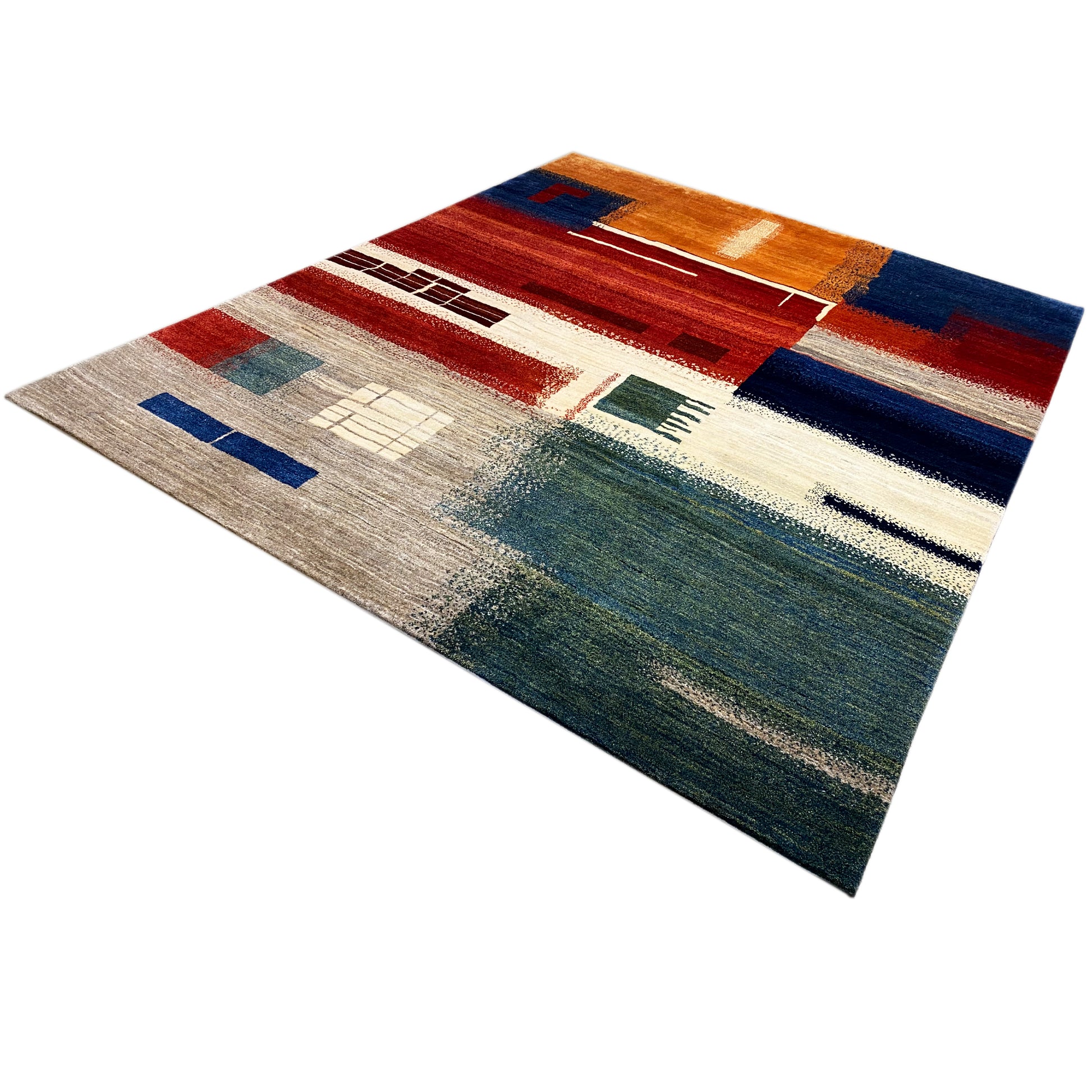 Gabbeh Exklusiver Teppich Blau 303x247 cm - German Carpet Shop