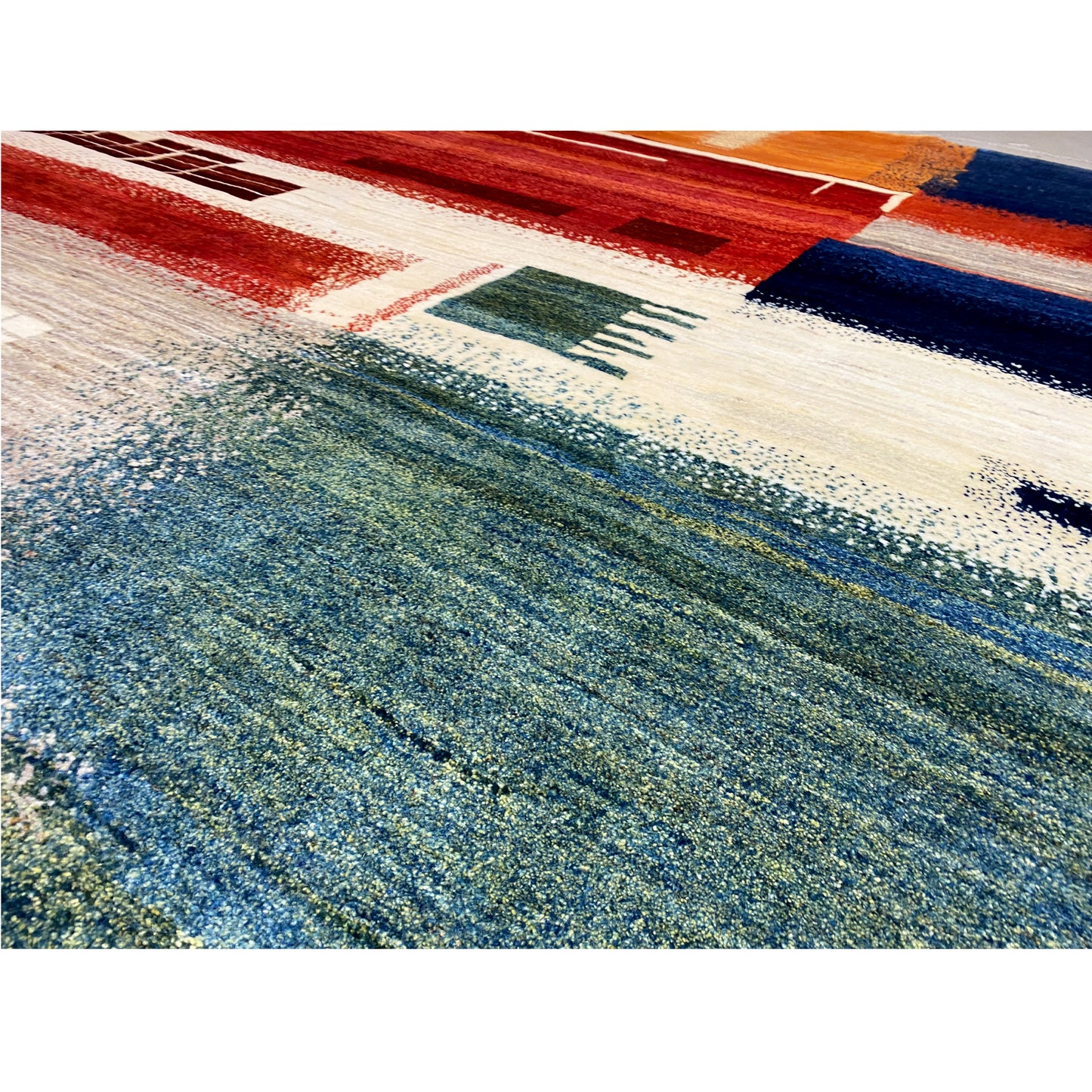 Gabbeh Exklusiver Teppich Blau 303x247 cm - German Carpet Shop