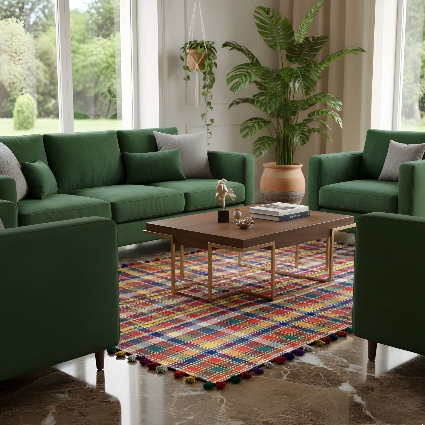 Schlafzimmer farbenfroher karierten Jajim Wollteppich im klassischen Stil