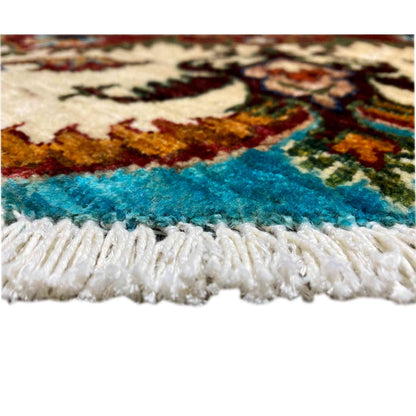 Türkiser Runder Kazak Teppich, 143x142 cm - German Carpet Shop