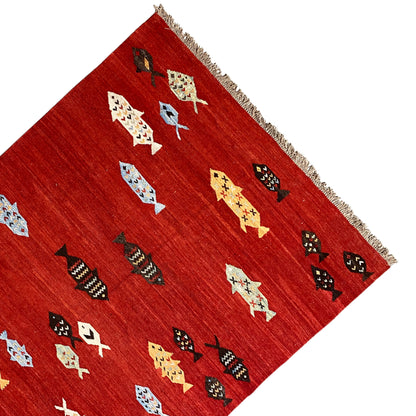 Roter Kelim Qashqai Teppich 191x153 cm - German Carpet Shop