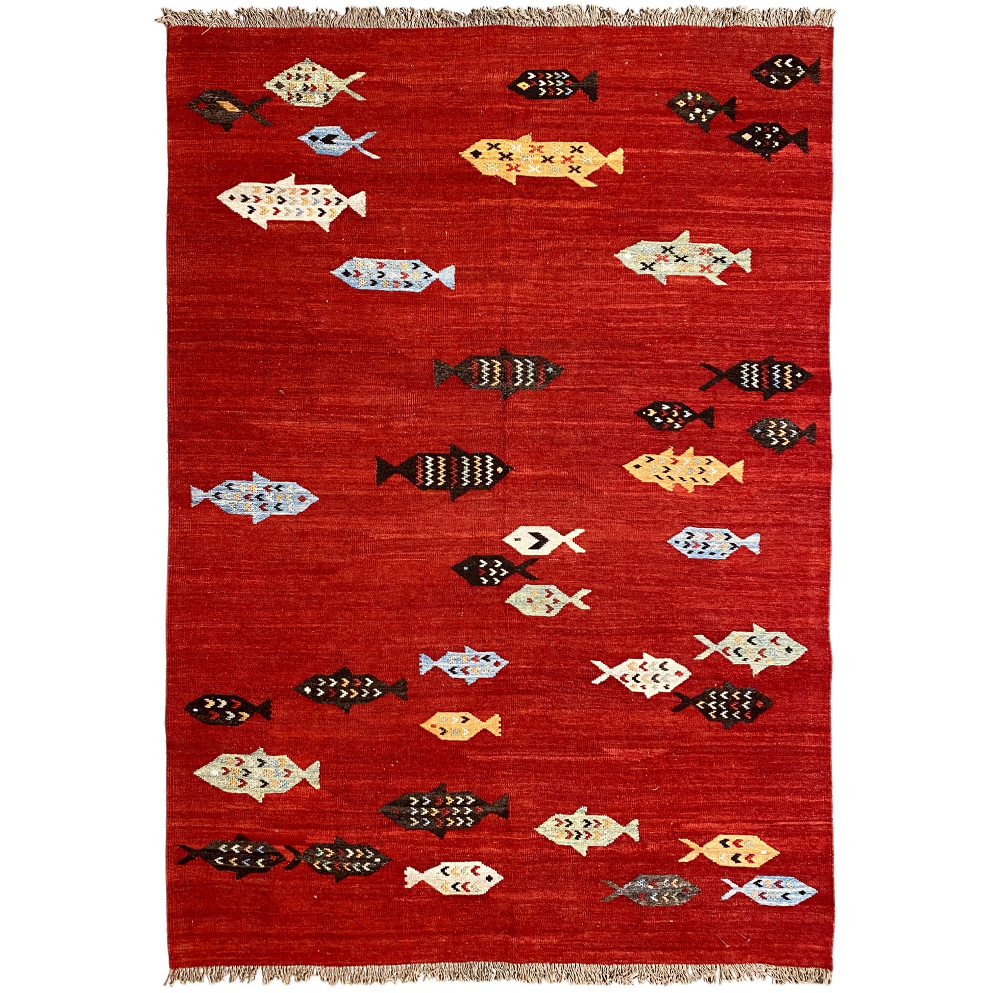 Roter Kelim Qashqai Teppich 191x153 cm - German Carpet Shop