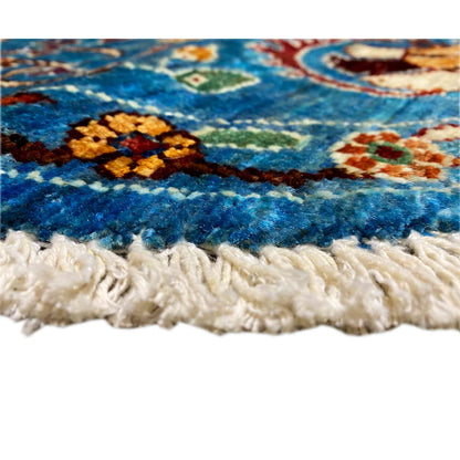 Handgeknüpfter Woll-Rundteppich, Blau, 180x178 cm - German Carpet Shop