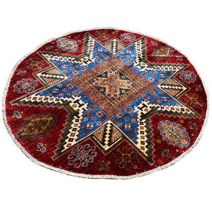 Khorjin-Teppich, Rot & Blau, 180x180 cm - German Carpet Shop