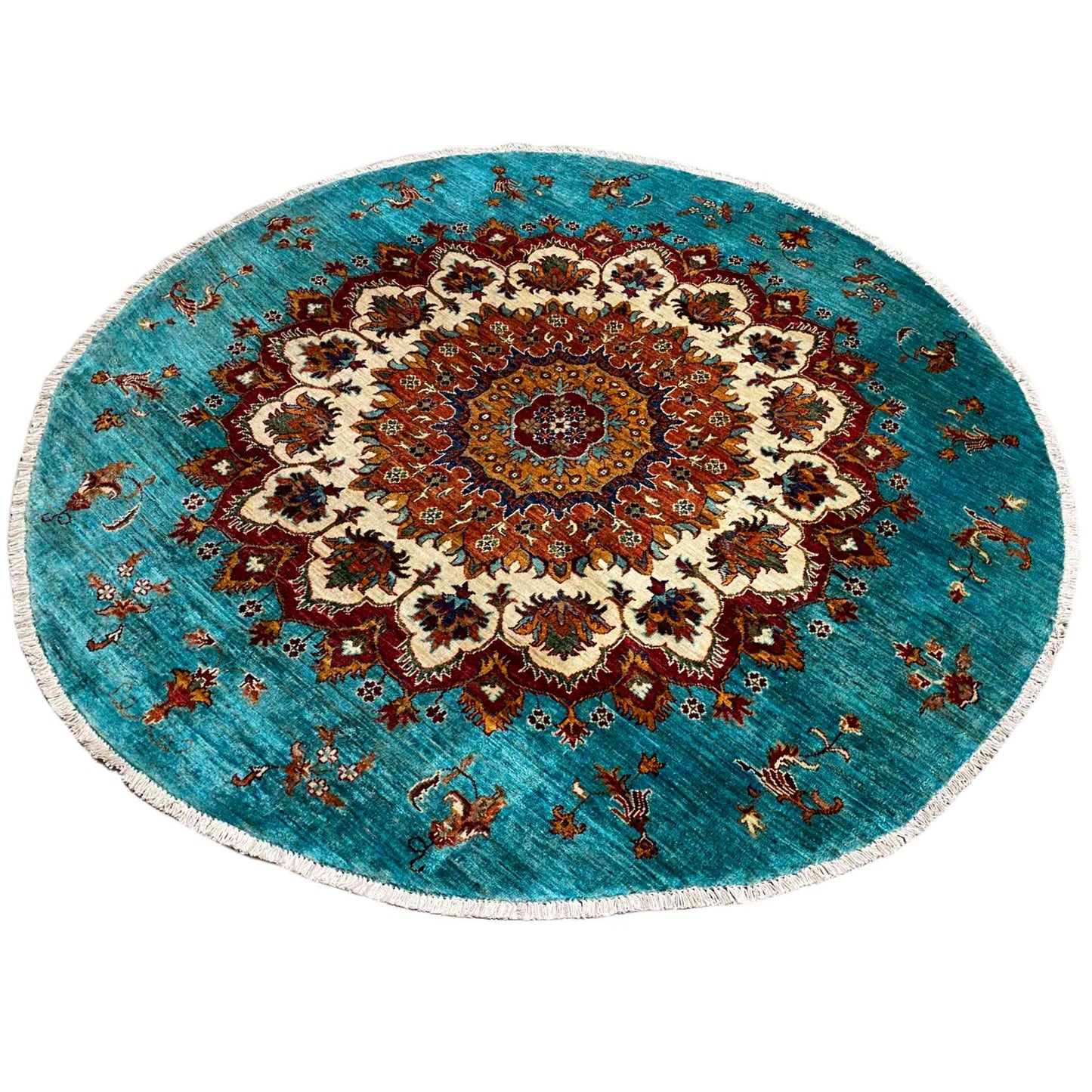 Khorjin-Teppich in Türkis und Rot, 173x172 cm - German Carpet Shop