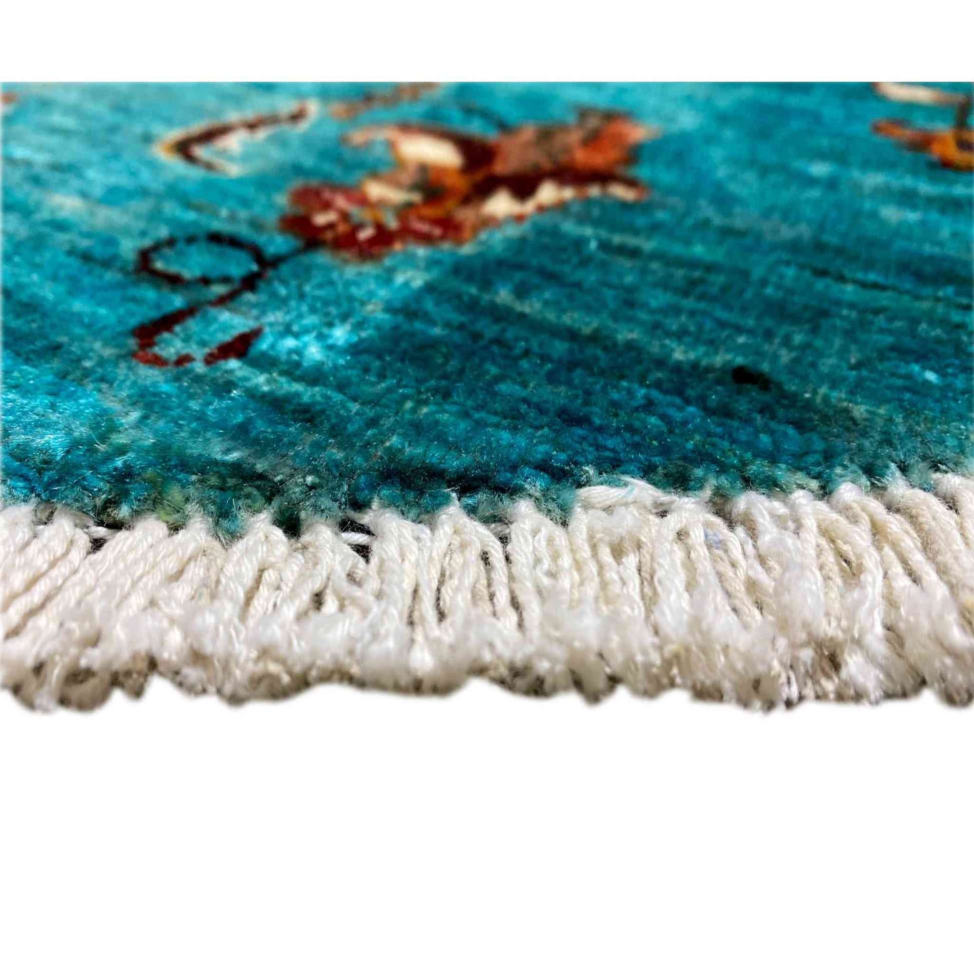 Khorjin-Teppich in Türkis und Rot, 173x172 cm - German Carpet Shop