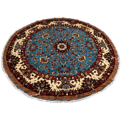 Khorjin-Wollteppich, Blau & Beige, 203x203 cm - German Carpet Shop