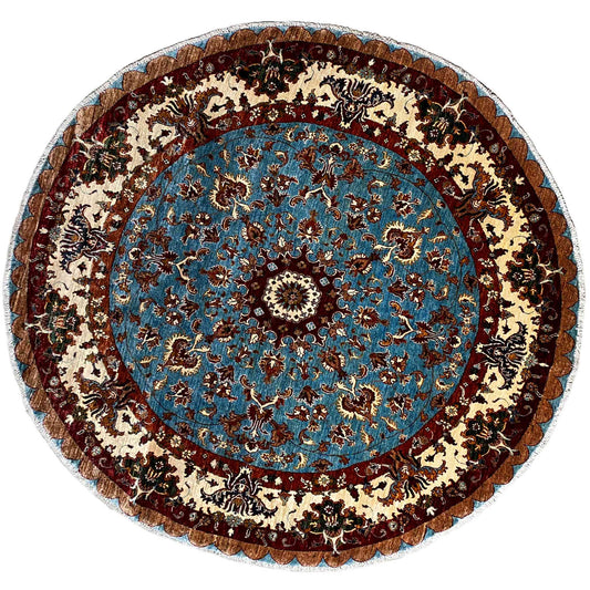 Khorjin-Wollteppich, Blau & Beige, 203x203 cm - German Carpet Shop