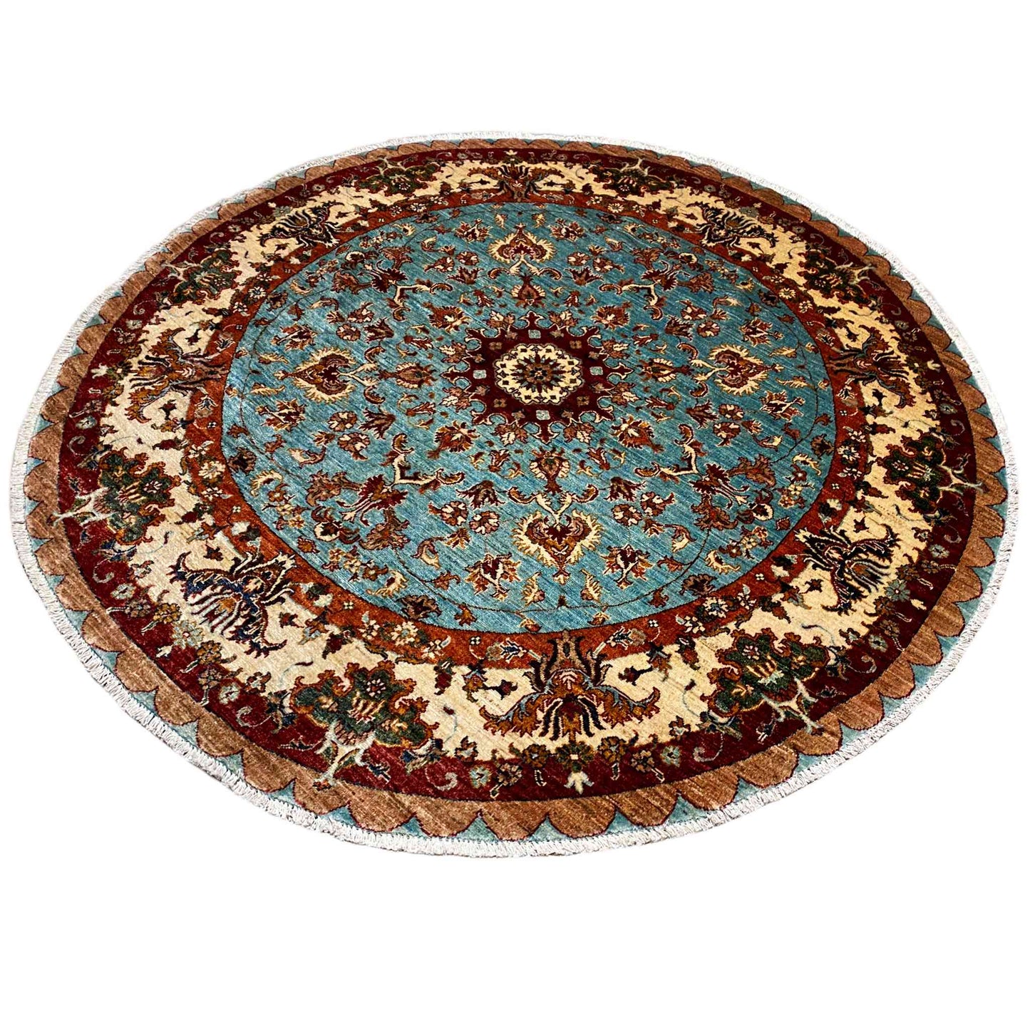 Runder Khorjin-Wollteppich, 202x197 cm - German Carpet Shop