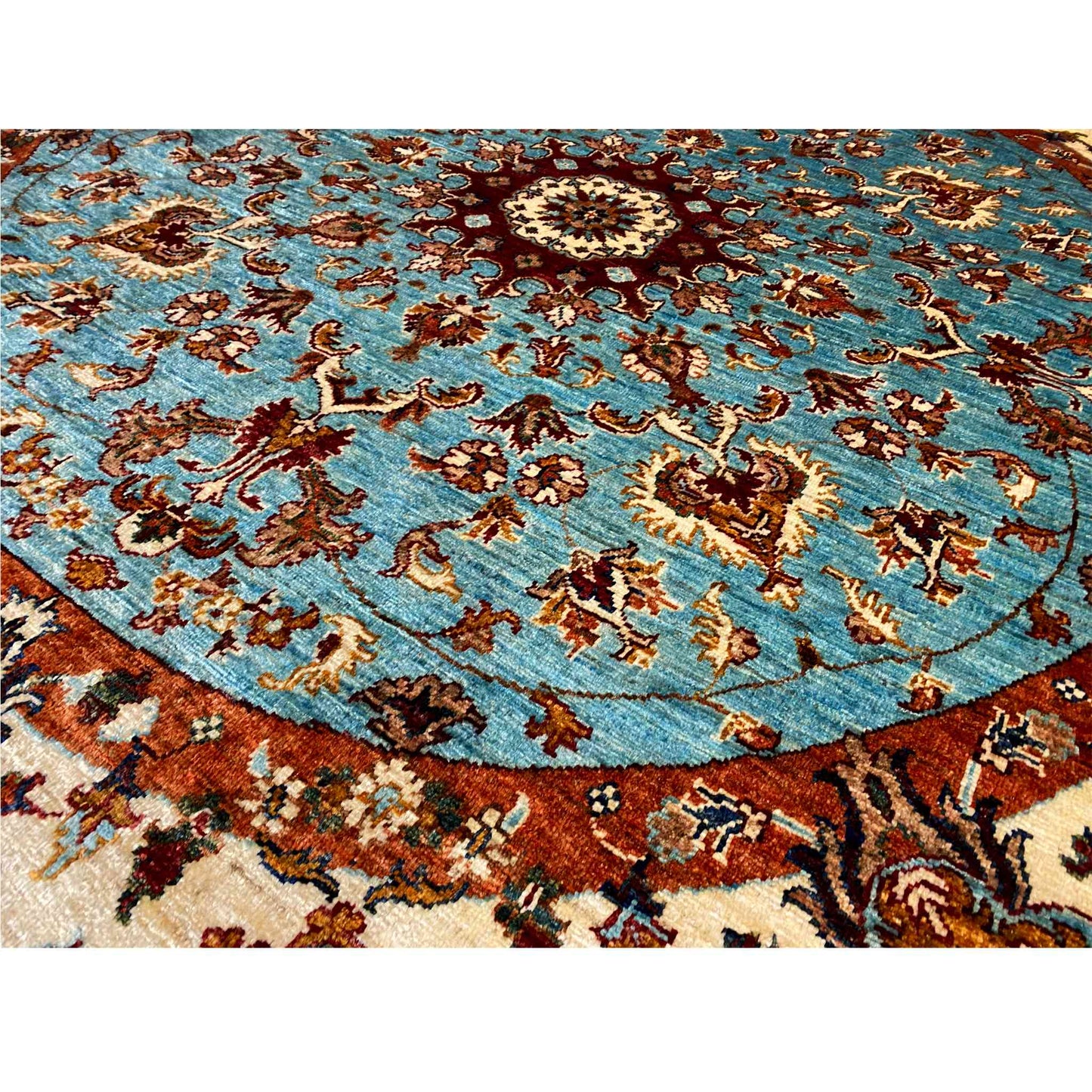 Runder Khorjin-Wollteppich, 202x197 cm - German Carpet Shop