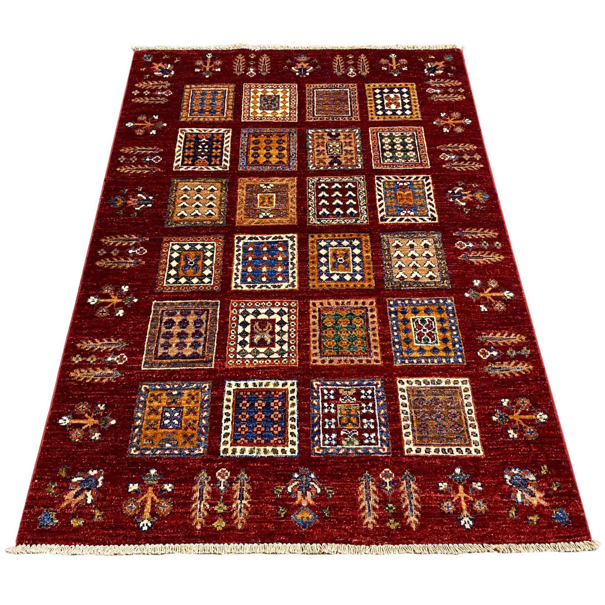 Afghanischer Khorjin Wollteppich, Tiefrot, 155x107 cm - German Carpet Shop