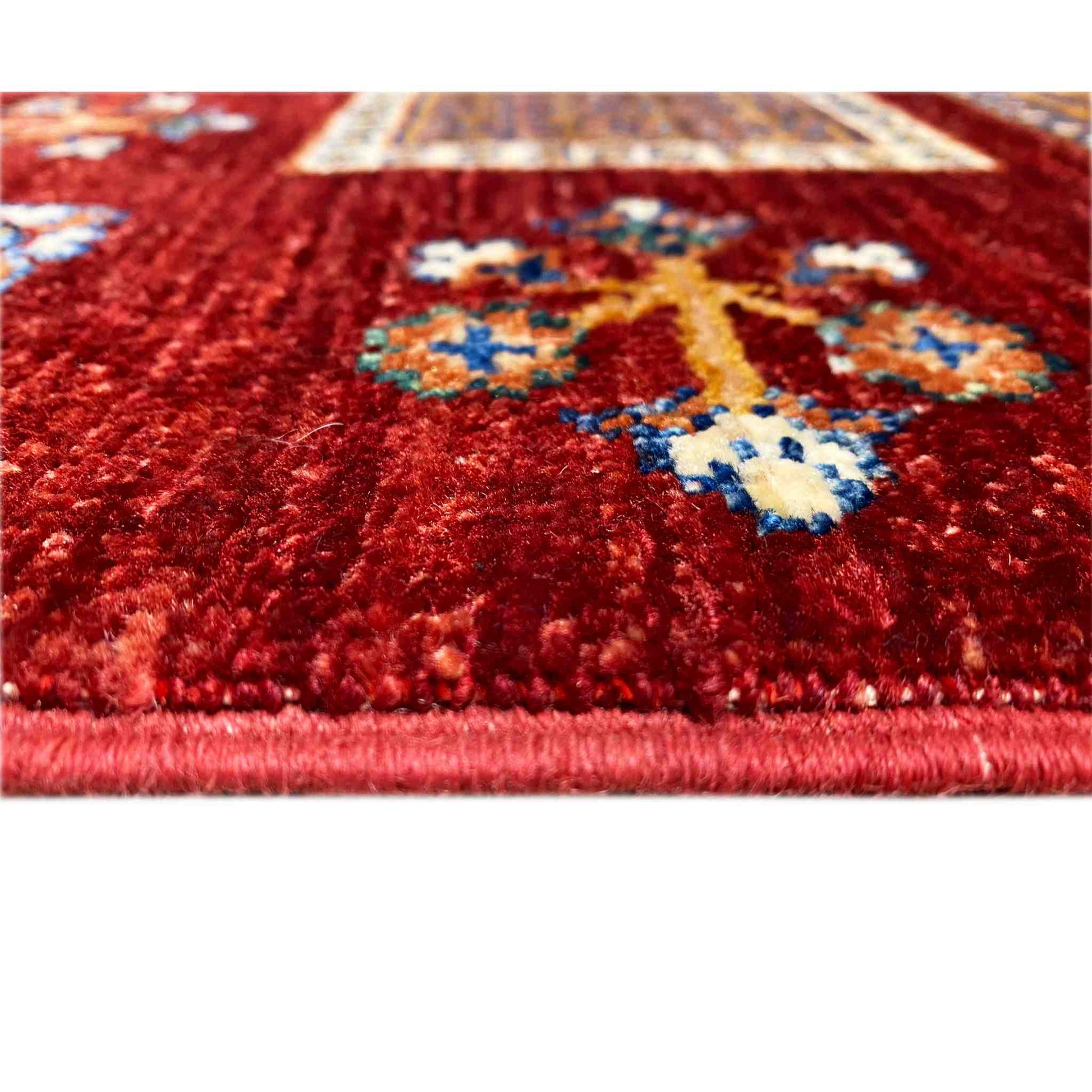 Afghanischer Khorjin Wollteppich, Tiefrot, 155x107 cm - German Carpet Shop