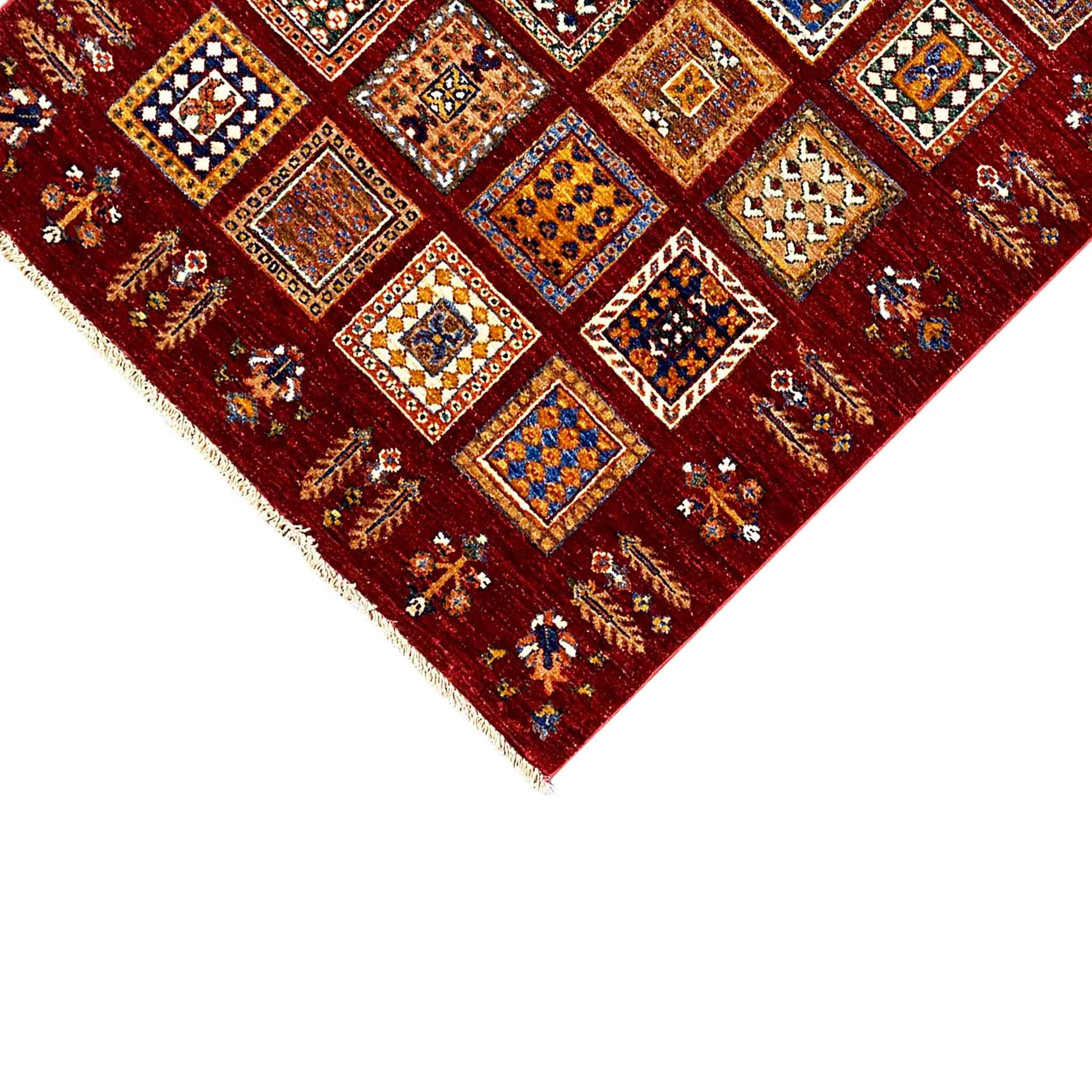 Afghanischer Khorjin Wollteppich, Tiefrot, 155x107 cm - German Carpet Shop