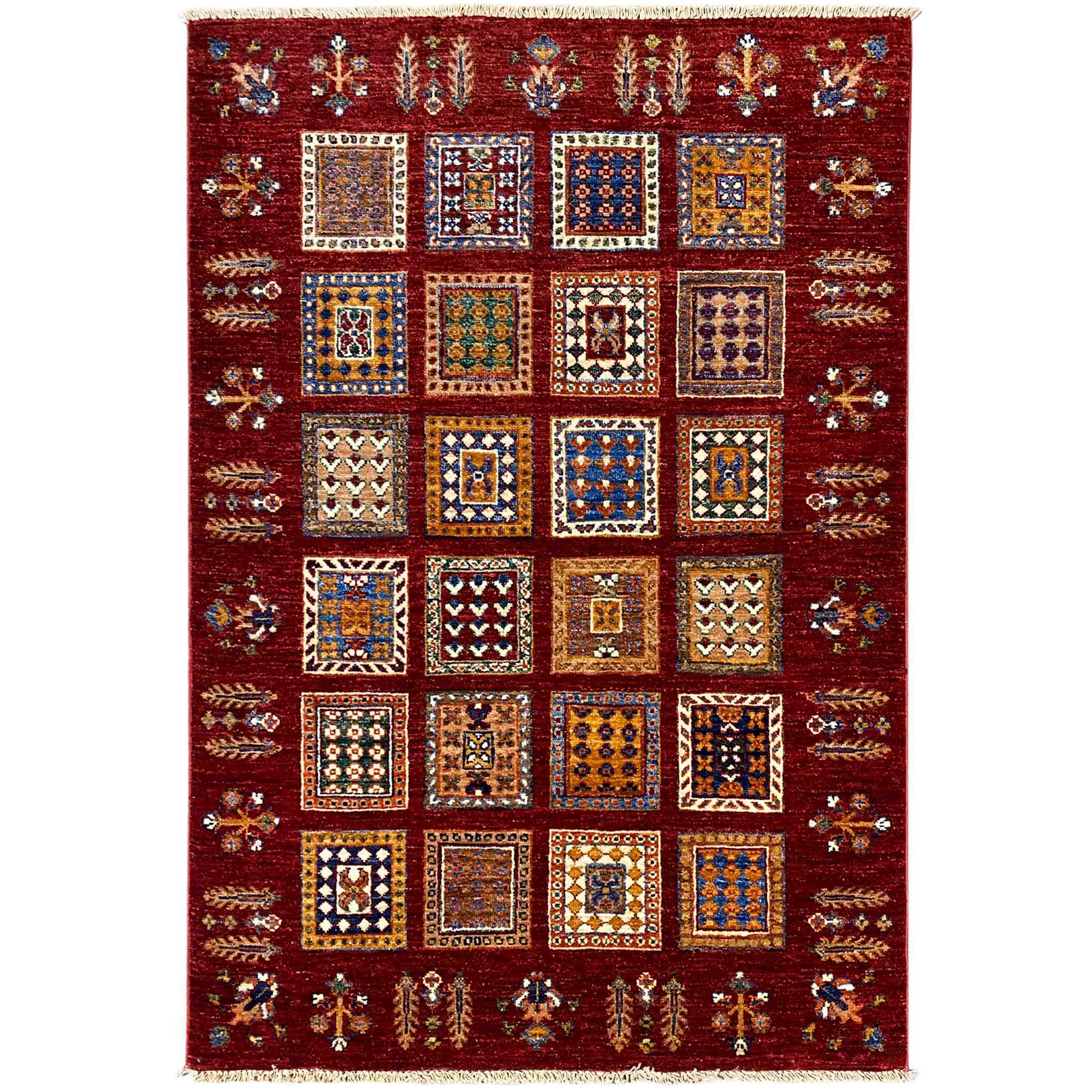 Afghanischer Khorjin Wollteppich, Tiefrot, 155x107 cm - German Carpet Shop