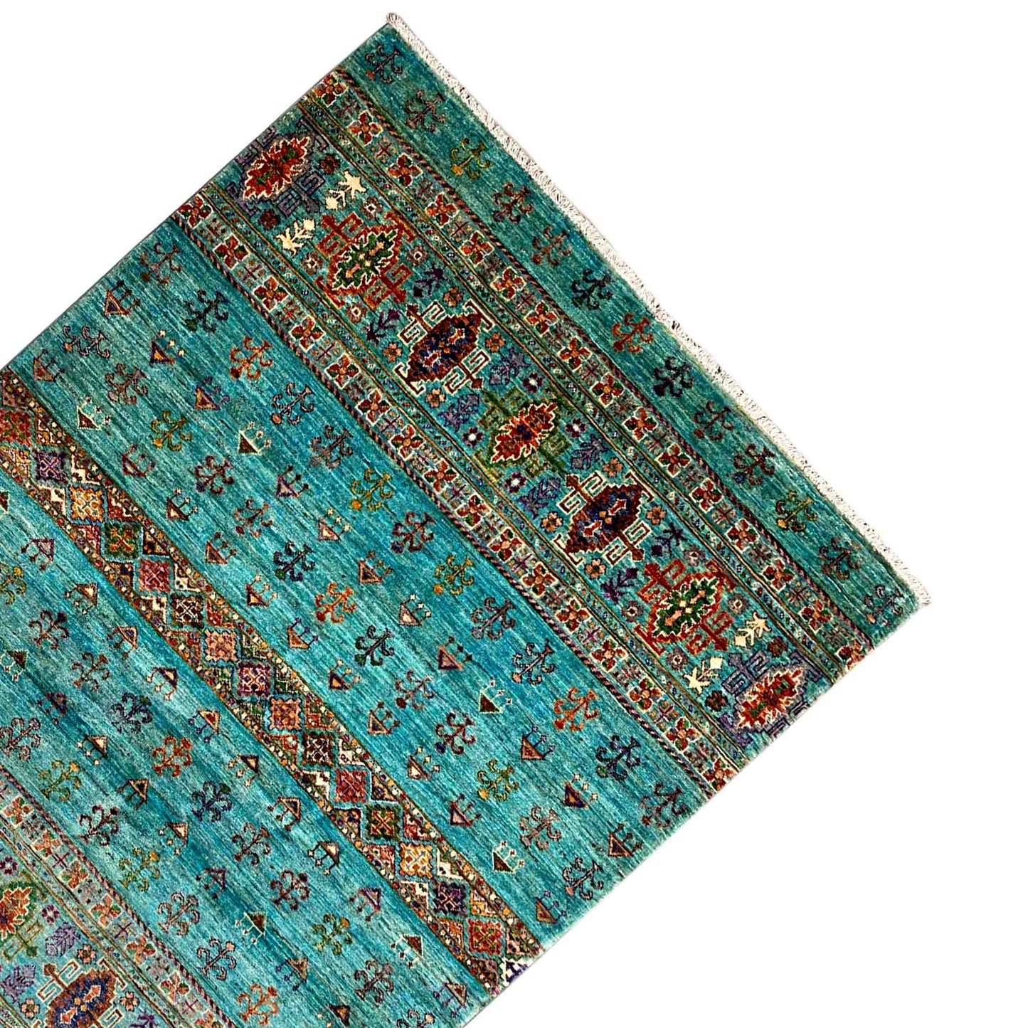 Afghan Khorjin Teppich, Teal, 201x153 cm - German Carpet Shop