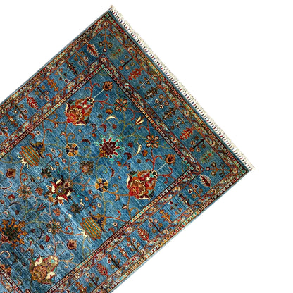 Afghan Khorjin Teppich, Blau, 202x151 cm - German Carpet Shop