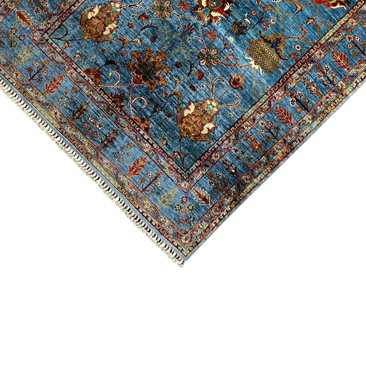 Afghan Khorjin Teppich, Blau, 202x151 cm - German Carpet Shop