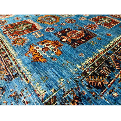 Afghan Khorjin Teppich, Blau, 199x157 cm - German Carpet Shop