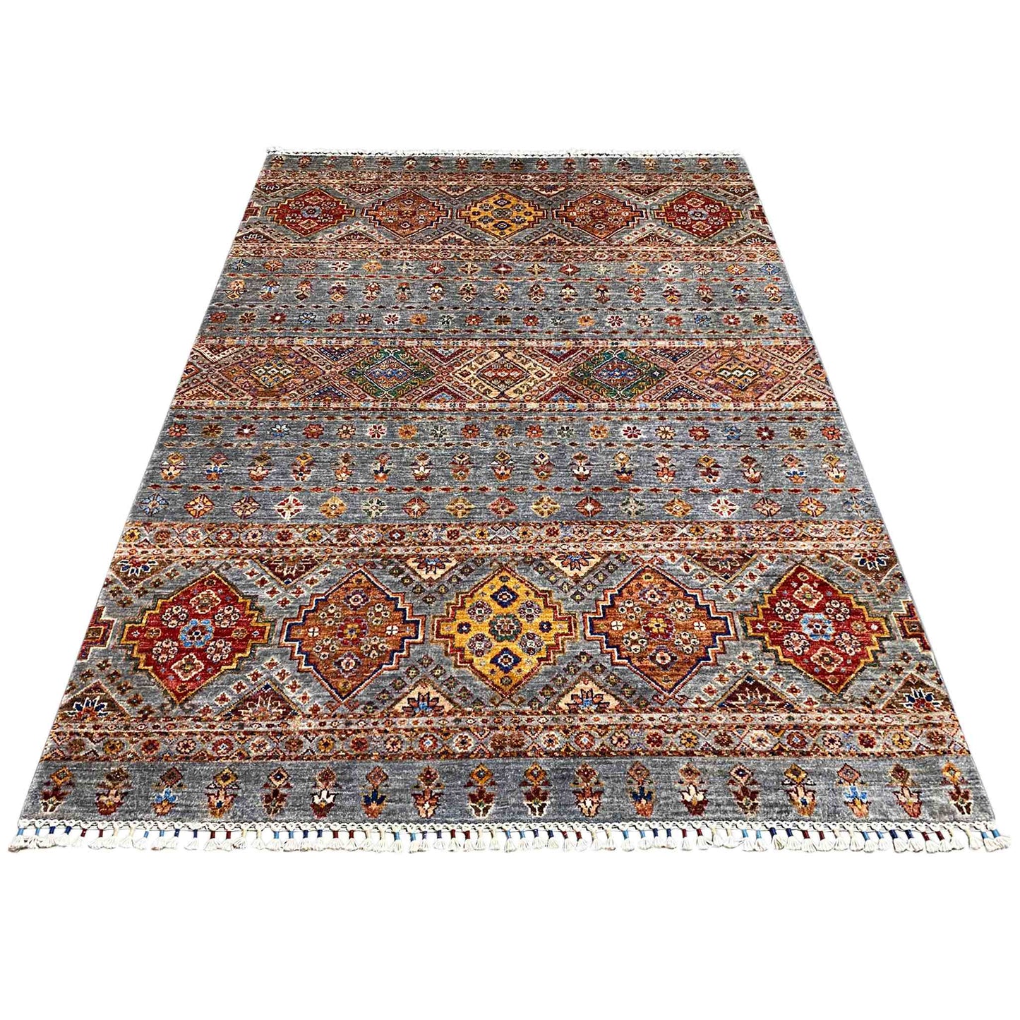 Khorjin-Teppich - Geometrisches Stammesdesign, 217x162 cm - German Carpet Shop