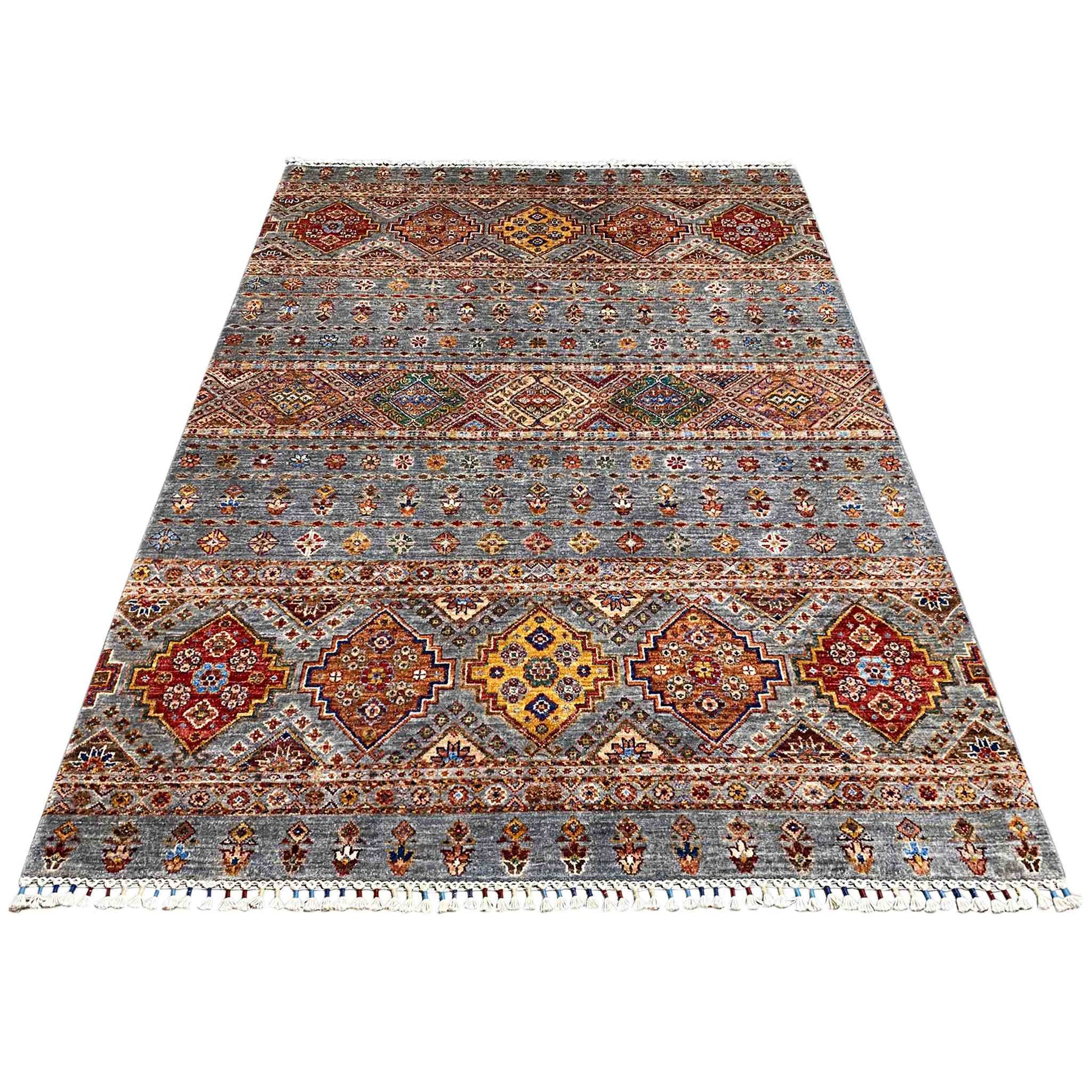 Khorjin-Teppich - Geometrisches Stammesdesign, 217x162 cm - German Carpet Shop