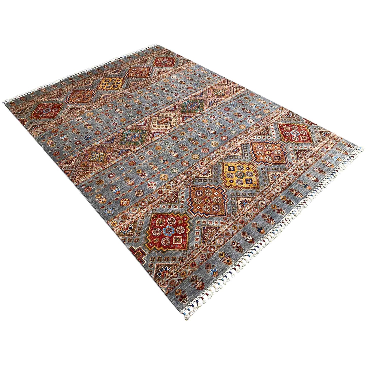 Khorjin-Teppich - Geometrisches Stammesdesign, 217x162 cm - German Carpet Shop