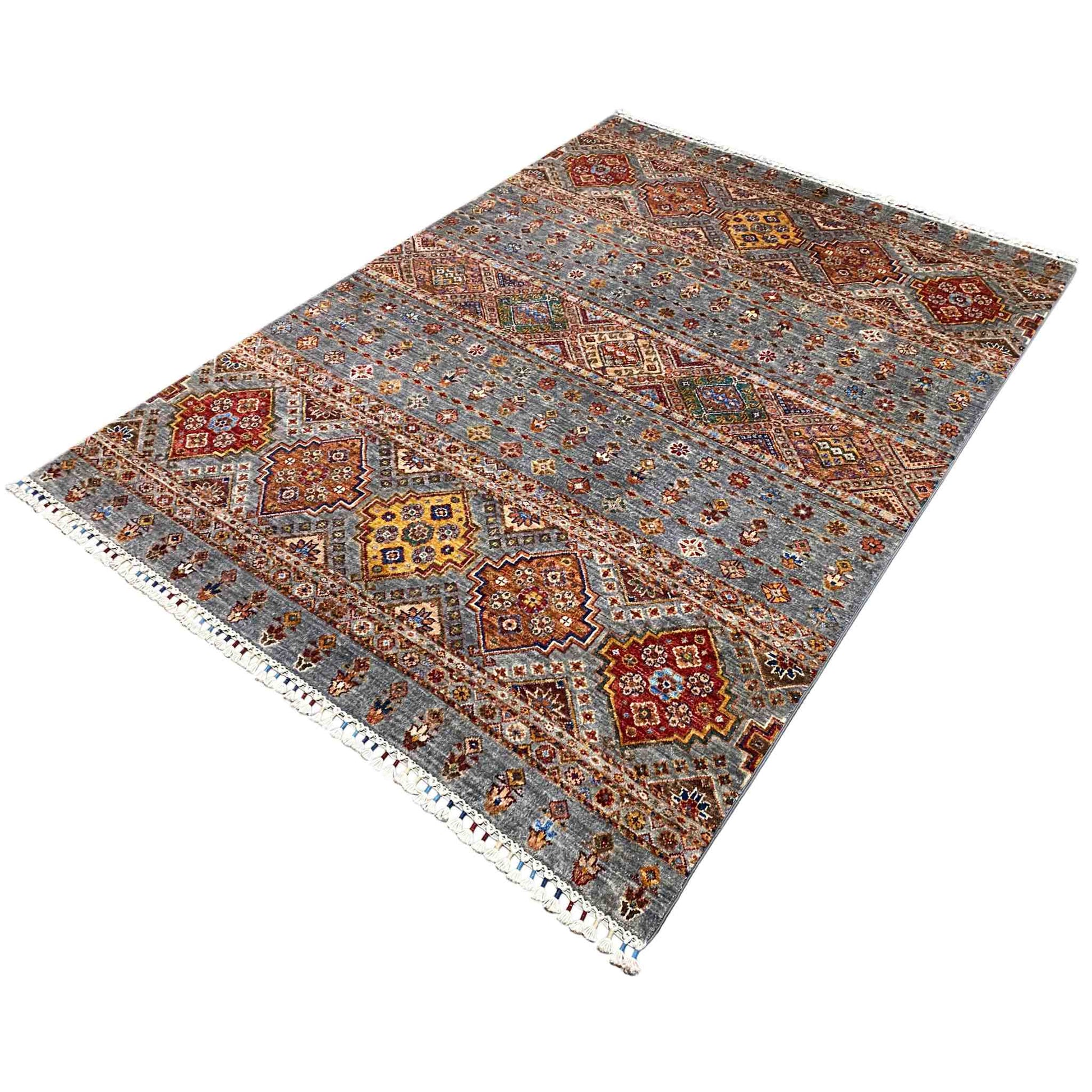 Khorjin-Teppich - Geometrisches Stammesdesign, 217x162 cm - German Carpet Shop