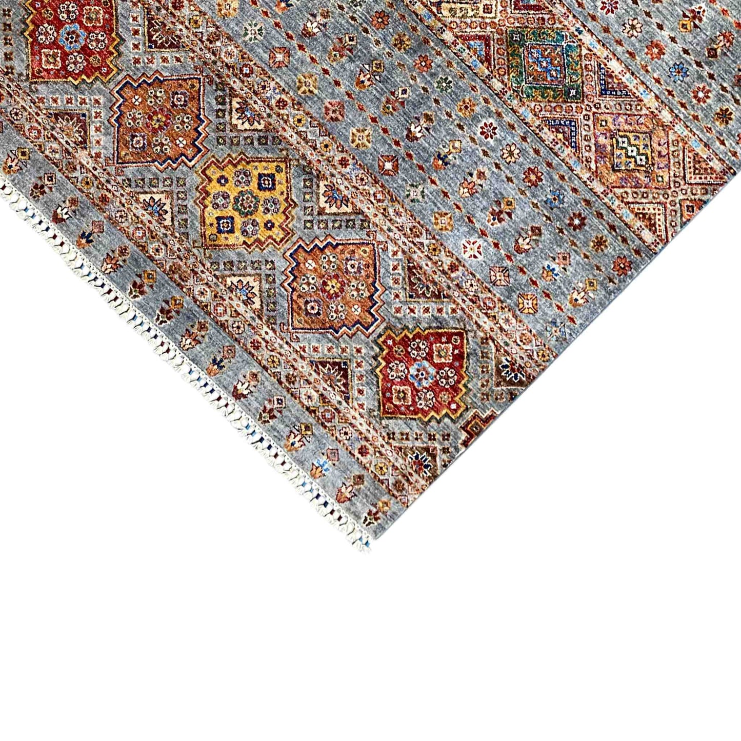 Khorjin-Teppich - Geometrisches Stammesdesign, 217x162 cm - German Carpet Shop