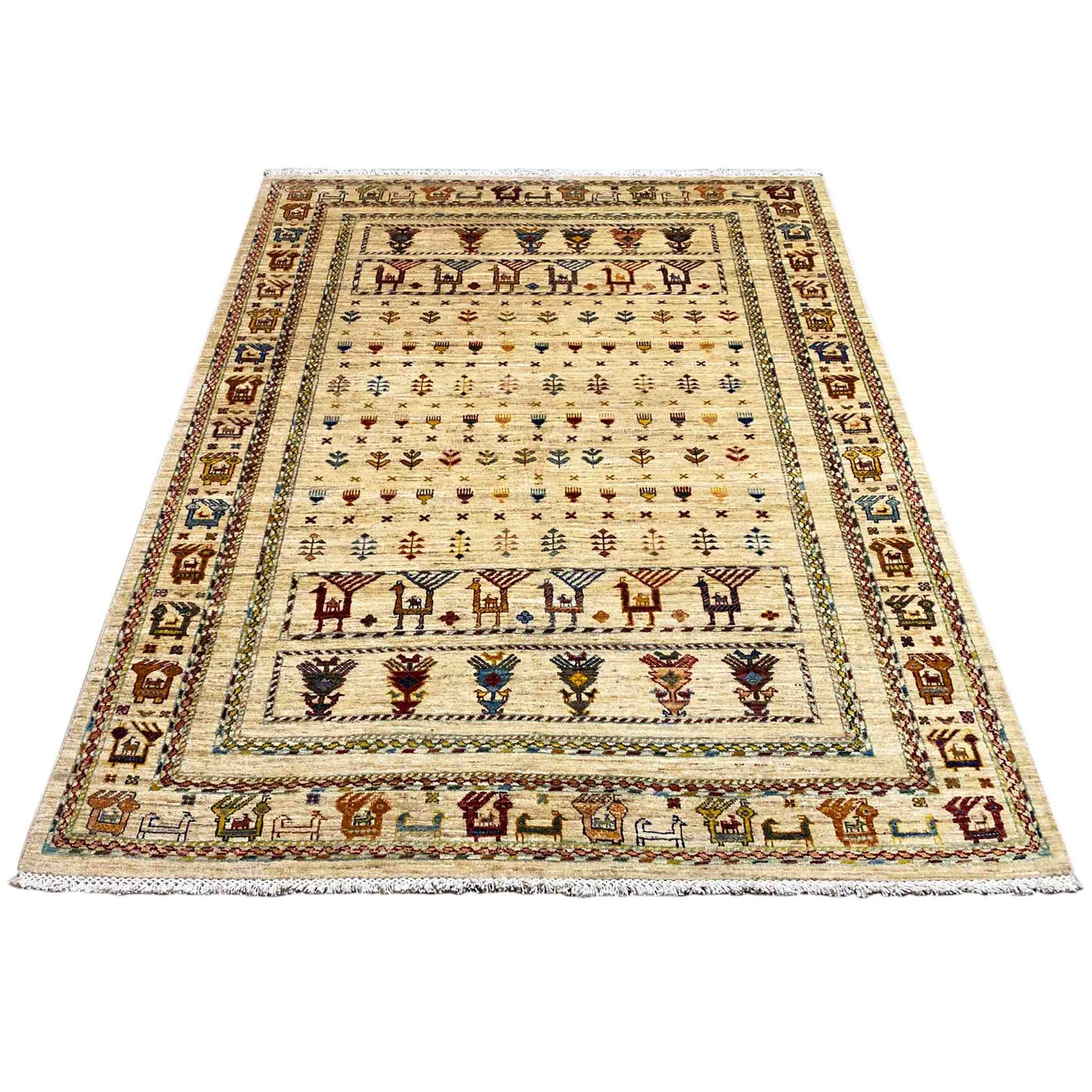 Khorjin Teppich - Helle Eleganz & Stammesmotive, 207x157 cm - German Carpet Shop