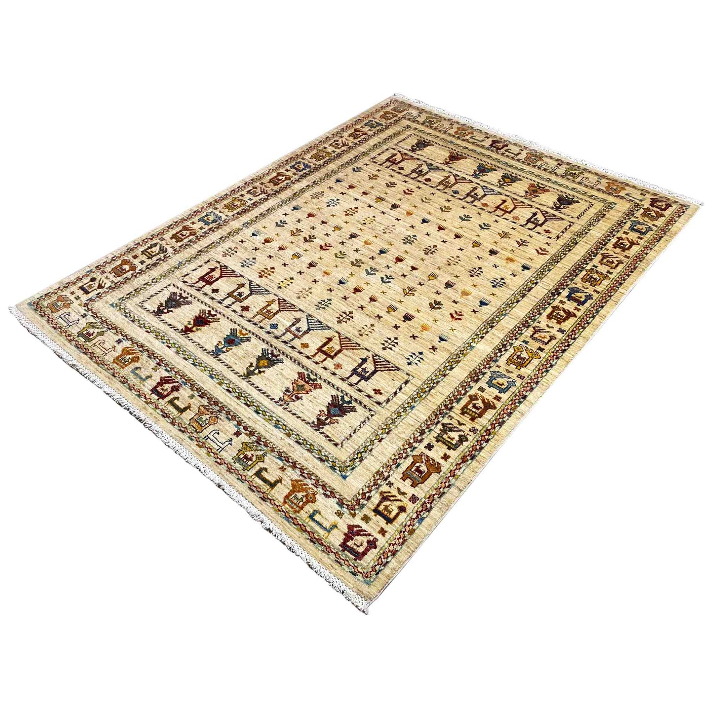 Khorjin Teppich - Helle Eleganz & Stammesmotive, 207x157 cm - German Carpet Shop
