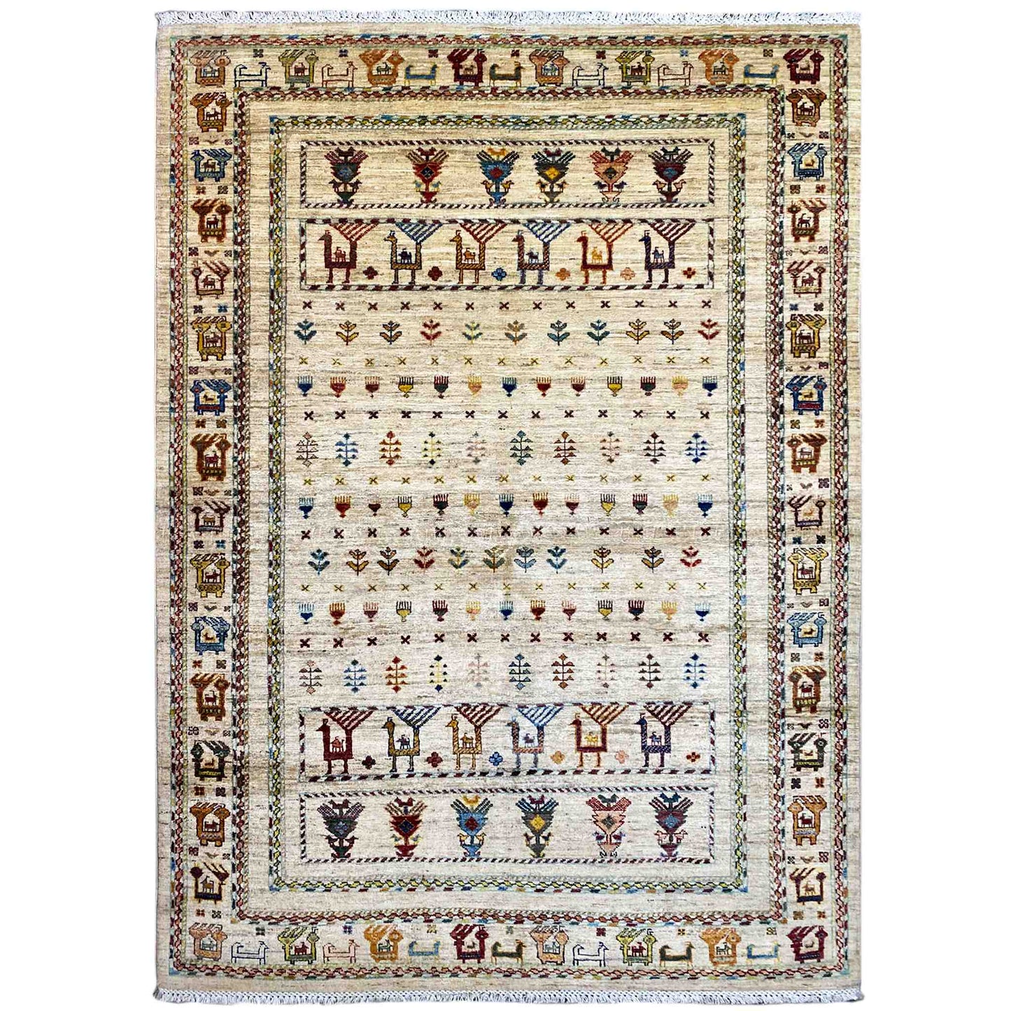 Khorjin Teppich - Helle Eleganz & Stammesmotive, 207x157 cm - German Carpet Shop
