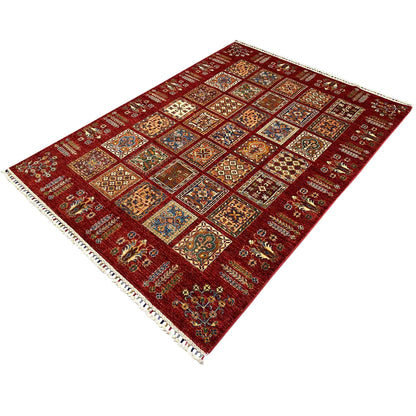 Khorjin Teppich - Rotes Paneeldesign, Komplizierte Motive, 214x160 cm - German Carpet Shop