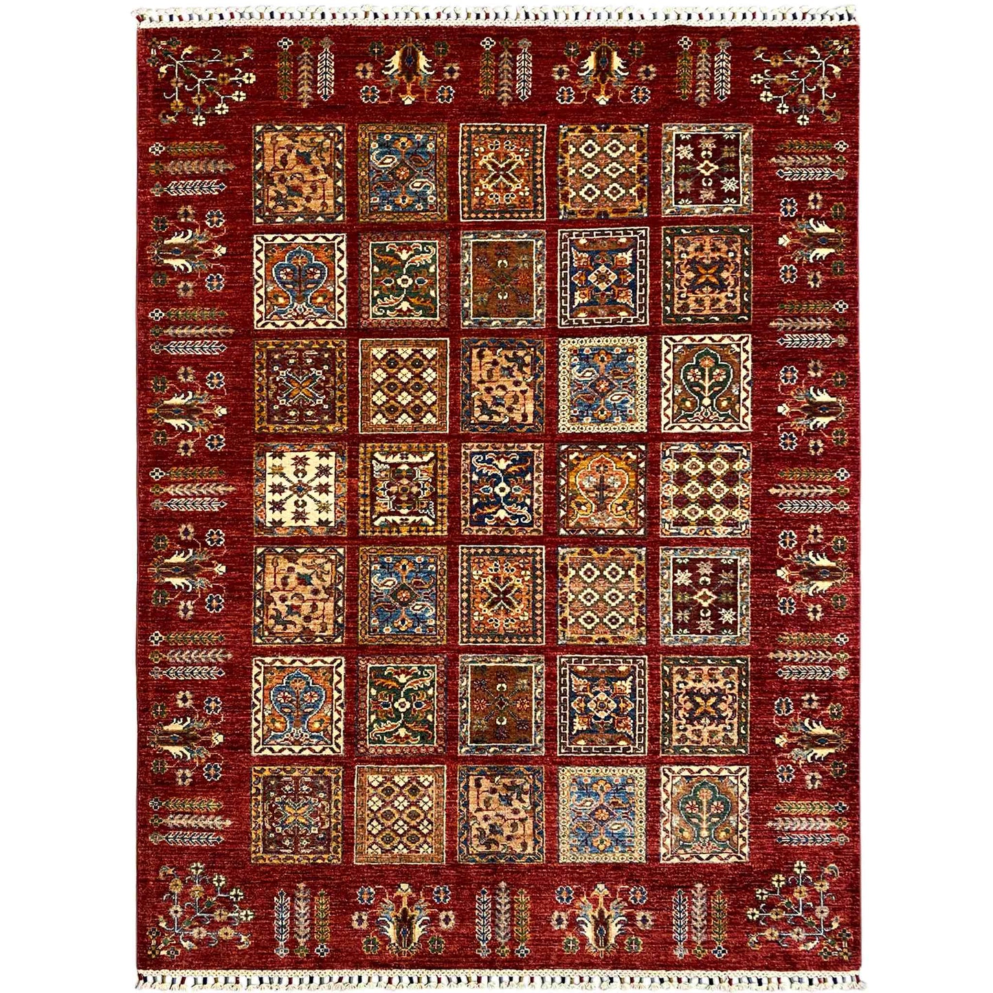 Khorjin Teppich - Rotes Paneeldesign, Komplizierte Motive, 214x160 cm - German Carpet Shop