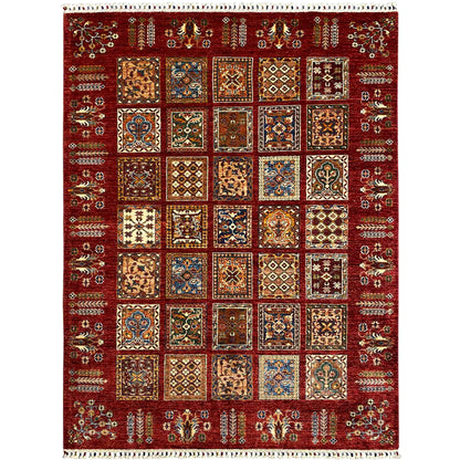 Khorjin Teppich - Rotes Paneeldesign, Komplizierte Motive, 214x160 cm - German Carpet Shop
