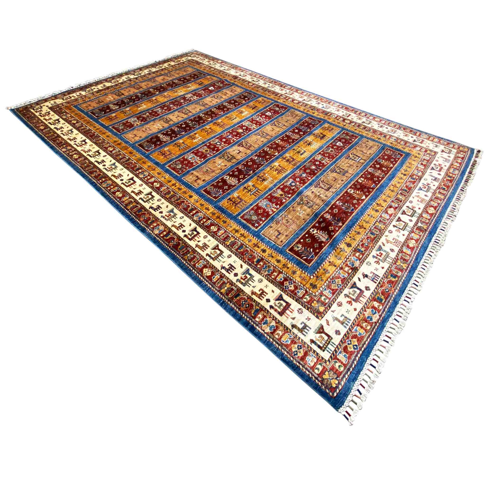 Khorjin-Teppich - Stammes-Tier- und Geometrisches Design, 356x243 cm - German Carpet Shop