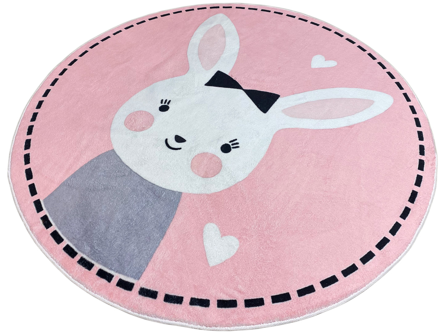 Round Children's Rug Rabbit, 160 cm