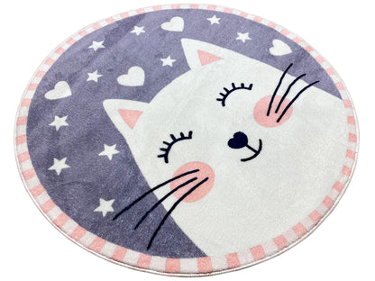 Round Children's Rug Cat, 100 cm
