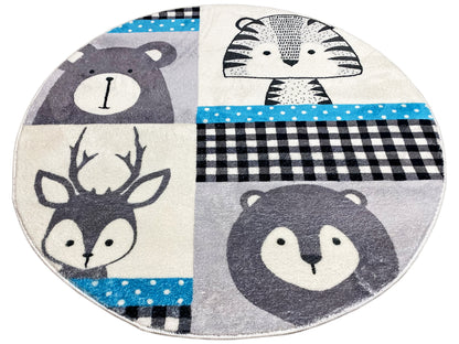 Round Children's Rug Animals, 100 cm