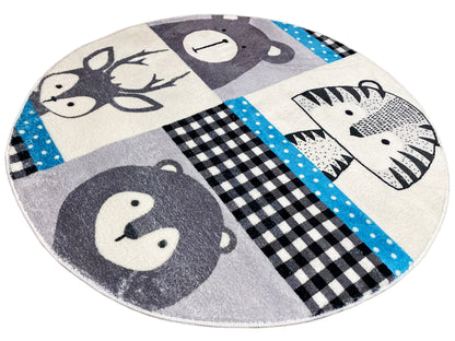 Round Children's Rug Animals, 100 cm