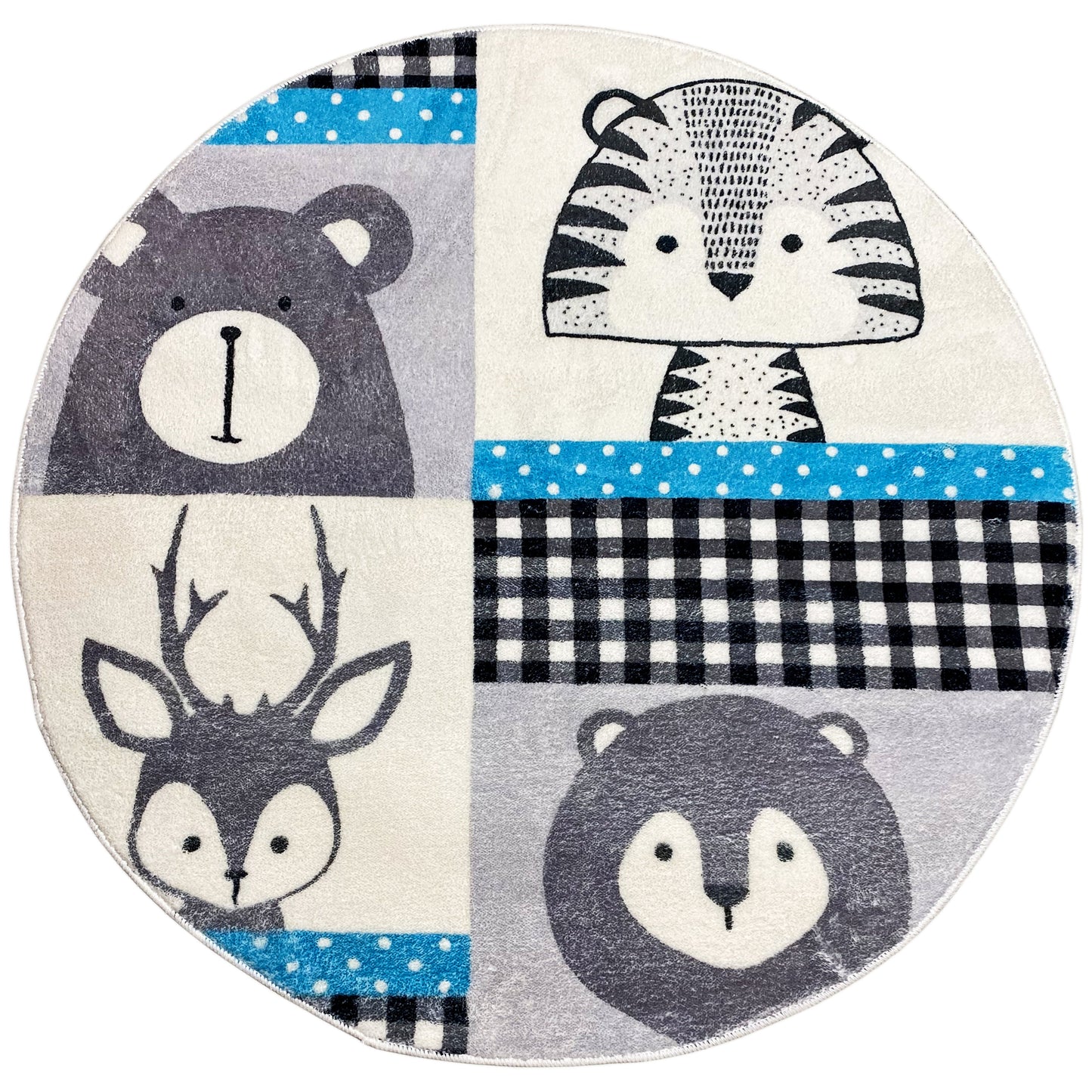 Round Children's Rug Animals, 100 cm