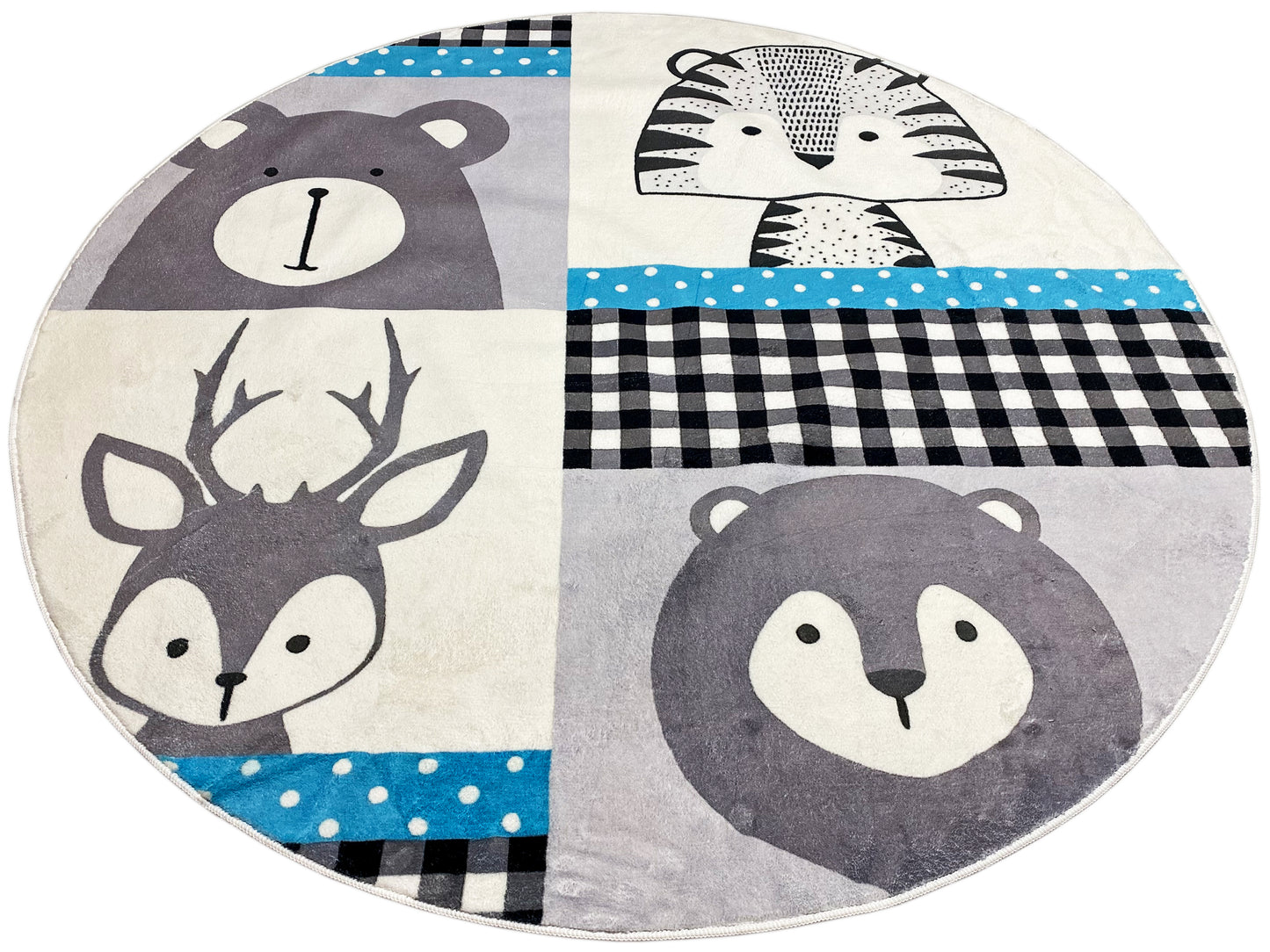 Round Children's Rug Animals, 120 cm