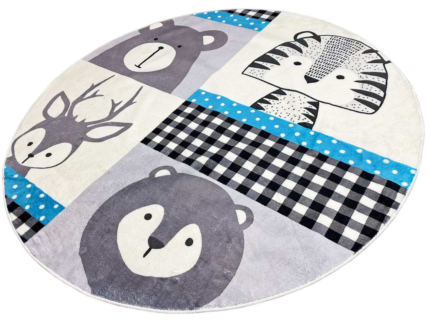 Round Children's Rug Animals, 120 cm