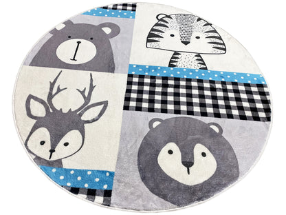 Round Children's Rug Animals, 160 cm
