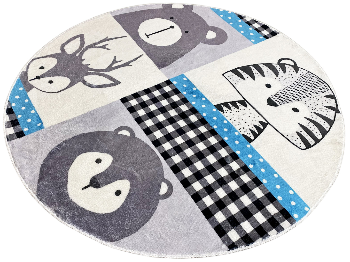 Round Children's Rug Animals, 160 cm